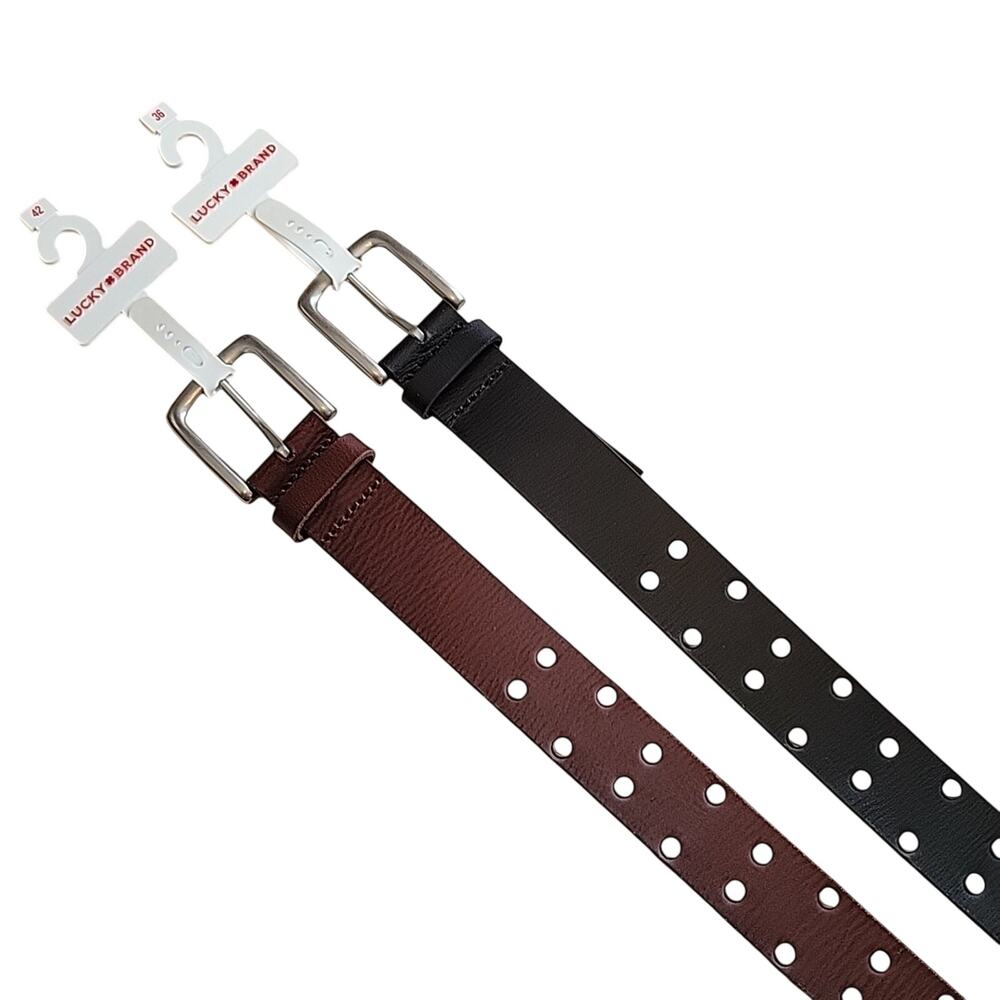 NEW Lucky Brand Men's Leather Belt Silver Studded NWT Distressed BUWF2403H